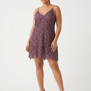 Speechless Lace Overlay Camisole Dress Purple Mauve Flared Sz XXL NWT